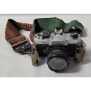 Vintage Fujica ST605 35mm Film SLR Camera Kit w/ Lens Flashes Bag